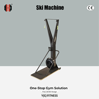 Máquina de esquí ergométrica con cuerdas de tracción dobles, ventilador de resistencia al aire, plataforma de pie y estructura de soporte vertical para equipos de gimnasios