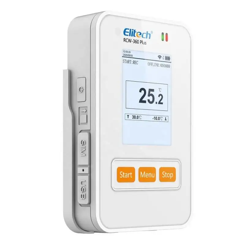 مسجل بيانات درجة الحرارة والرطوبة من سلسلة Elitech Plus قابلة لإعادة الشحن في الوقت الفعلي مسجل مراقبة 4G و WiFi