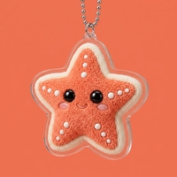 Porte-clés en plastique étoile de mer mignon, personnalisé, animal marin, en fourrure chenille, breloque de sac en acrylique, cadeau souvenir Kawaii sur mesure