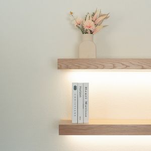 차고 사용을위한 LED 조명이있는 미니멀리스트 현대 가정 장식 단단한 나무 벽 플로팅 선반 - Product Image 5
