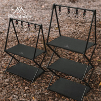 Table de camping portable Mountainhiker, étagère à trois niveaux en acier au carbone, table pliante de rangement pour le camping, petite table