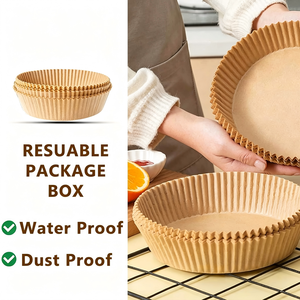 Papiers de cuisson ronds anti-graisse et imperméables pour friteuse à air, jetables, sans BPA, de qualité alimentaire, pour four et micro-ondes, 6,3 pouces, 100 pièces - Product Image 4