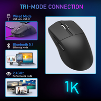 Mouse Gaming ringan tiga mode 26000DPI, Mouse Gaming 1k rasio suara 2.4GHZ BT5.1 trii-mode ultra ringan