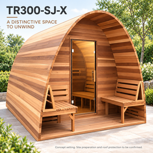 Sauna de barril de cedro japonés moderna para exteriores con energía solar TR300-SJ-X, cabina de sauna de madera natural - Product Image 4