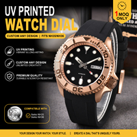 Montre de plongée automatique personnalisée en or rose pour homme, 42 mm, bracelet en cuir noir, aiguilles lumineuses, étanche 50 m, montre mécanique