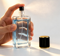 Flacon pulvérisateur en verre rectangulaire personnalisé avec logo pour parfum, brume corporelle, emballage de liquides cosmétiques