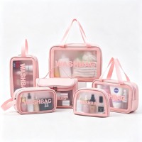 Sacs cosmétiques transparents en PVC clair, étuis imperméables pour organiser le maquillage, pochette de rangement avec poignée, légers, vente en gros pour les voyages