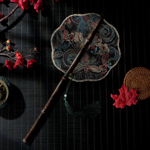 Abanico de Cintura Estilo Antiguo Fatingna, Portátil, <span class=keywords><strong>Enrollable</strong></span>, con Mango de Bambú, Fresco para el Verano, Duradero, Clásico, para Hanfu, Qipao, Danza, con Diseño Floral - Product Image 6