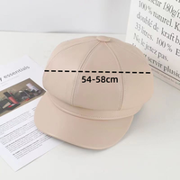Casquette octogonale en cuir PU couleur unie avec logo personnalisé pour femme, style vintage Baker Boy Newsboy, casquette plate souple Ivy pour le streetwear