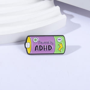 多动症意识电池珐琅别针 创意电池设计胸针 背包徽章配饰 珠宝礼物送给朋友 - Product Image 1