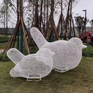 ประติมากรรมสัตว์จำลองแบบเรียบง่ายทันสมัยทำมือกึ่งสำเร็จรูปจากสแตนเลสสตีลถักทอเป็นรูปทรงกลวงเรืองแสงสำหรับตกแต่งสนามหญ้าหรือสวนสาธารณะ - Product Image 3