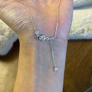 S925 Sterling Silver Double Cross Necklace Zircon Niche Design Light Luxury Versatile <b>Personality</b> <b>Sweet</b> Cool High-End Pendant - Product Image 5