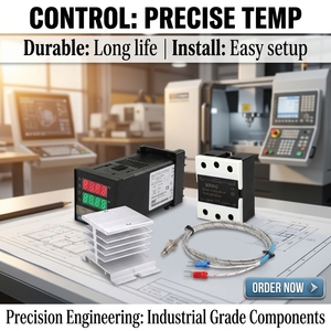 Kit <span class=keywords><strong>de</strong></span> Controlador <span class=keywords><strong>de</strong></span> Temperatura PID REX-C100 con Relé SSR, Termopar Tipo K y Disipador <span class=keywords><strong>de</strong></span> Calor - Conjunto Completo 4 en 1 - Product Image 2