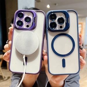 เคสโทรศัพท์ใสแบบมีที่ยึดเลนส์สำหรับ iPhone 16 15 14 13 12 11 Pro Max  วัสดุอะคริลิกแม่เหล็กและซิลิโคนแข็ง - Product Image 2
