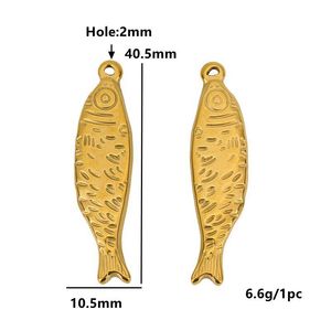 จี้รูปปลาเคลือบทอง 18K ทำจากสแตนเลส ขนาดกลาง สำหรับงาน DIY อุปกรณ์ตกแต่งเครื่องประดับ - Product Image 3