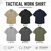 Chemise de travail en twill de polyester à manches courtes pour homme, personnalisable en usine (OEM), avec options d'impression numérique et de broderie