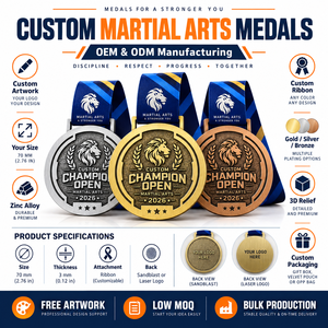 Médailles de compétition sportive personnalisées, médailles de championnat d'arts martiaux, médailles de Jiu Jitsu, médailles or, argent, bronze, OEM, ODM - Product Image 4