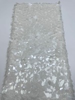 Tissu en maille brodé de paillettes et de plumes 3D, tissu de tulle de luxe pour robe de soirée haute couture, robe de mariée