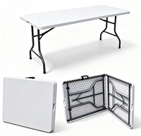 Table pliante en HDPE, table de repas en plastique robuste et portable avec poignée de transport pour le camping en plein air, les pique-niques, les banquets et les événements festifs