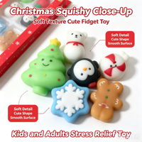 Jouets anti-stress TPR mignons sur le thème de Noël, pack de jouets souples à presser pour la décompression, flocon de neige, pingouin, cadeau de fête