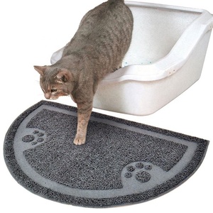 Tapis de toilette moderne en carton pour le piégeage de la litière pour chats avec support en mousse en plastique souple et couvercle amovible pour chats - Product Image 2