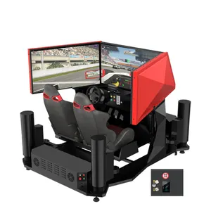 Indoor Amusement Racing Game Virtual Reality Simulator With 6DOF Motion System Featuring Metal Racing Car Various Real Tracks