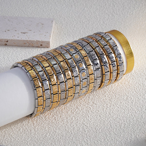 Stainless Steel Italian Modular Splicing <b>Bracelet</b> Star Pattern Geometric Design Unisex Gift Jewelry DIY Combination Elastic Band - Product Image 1