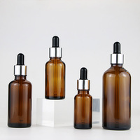 Flacon compte-gouttes en verre ambré de 20 ml, 30 ml, 50 ml, 100 ml pour cosmétiques, teintures, huiles essentielles pour les yeux et huiles de croissance capillaire, avec compte-gouttes noir