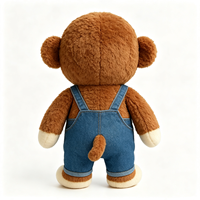 Jouet singe en peluche super doux et bouclé avec salopette en jean bleu, poupée singe en peluche moelleuse, cadeau compagnon, jouet singe en peluche