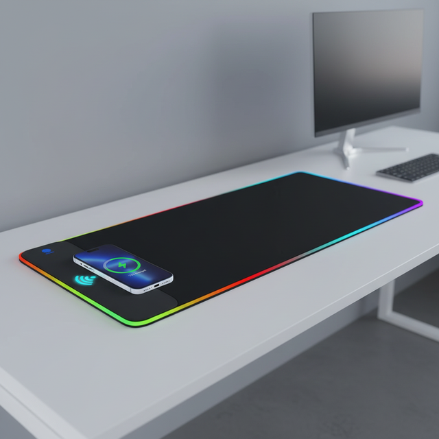 Fast Charging 15w Wireless Charging Rgb Mouse Pad Gaming Keyboard Mat Anti Slip Xxl Mouse Mat with Charger