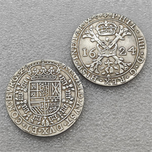 Monedas Conmemorativas Antiguas <span class=keywords><strong>de</strong></span> Patagonia Española <span class=keywords><strong>de</strong></span> 1624 - <span class=keywords><strong>Felipe</strong></span> IV, 2 Florines, 8 Sols, Regalos, Decoración del Hogar - Product Image 1