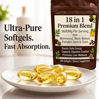 Suplemen Herbal Softgel Label Pribadi 18 1 Formula 240 Softgel Wormwood Black Walnut Pumpkin Seed Clove untuk Rambut Dewasa