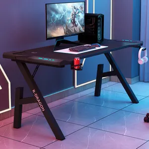 Gaming Table Z Shaped Modern Wood Metal Adjustable Lights Led Rgb Pc Game Home Office Computer Desk Gaming Table For Gaming