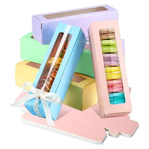 Toptan özelleştirilmiş temizle pencere mini lüks yuvarlak cylind ile favor kutuları noel hediyesi macaron paketleme karton kutu