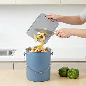 Blue Cylindrical Stainless Steel Kitchen Waste <b>Bin</b> With Lid For Indoor Use - Product Image 6