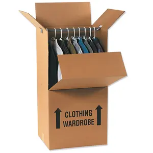 Custom tall heavy duty corrugated carton box clothing packaging cardboard moving house wardrobe box