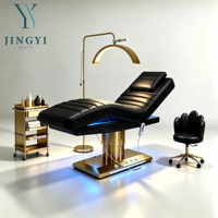 Fauteuil de Salon de Beauté et Spa pour Extensions de Cils, Chaise Faciale Ergonomique Réglable, Lit de Massage Électrique Luxe Beige Inclinable