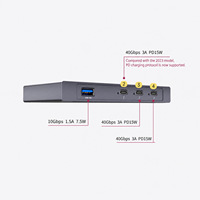 Hub Thunderbolt 4 Aluminium Tanpa Kipas 40Gbps USB-C Dock 200g Portabel 4 Port Thunderbolt Catu Daya 135W untuk Laptop