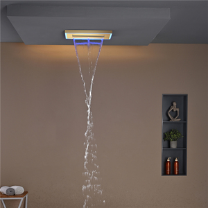 Beyoon Wasserfall-Duschkopf 16x8 Zoll 304 Edelstahl Modernes Design Rechteckiger <span class=keywords><strong>LED</strong></span>-Duschkopf für Hotelgebrauch - Product Image 2