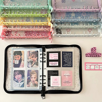 A5 Full Zipper Budget Planner Wallet Loose Leaf Transparent PVC Binder Cover pour 3 pouces Photos Nom Carte Stockage Photo Album