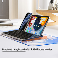 Keyboard Bluetooth Ultra Tipis 78 Tombol dengan Penyangga Ponsel/Tablet, Keyboard Nirkabel Mini Portabel Ultra Tipis untuk Laptop/Tablet MAC