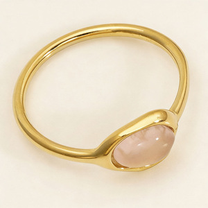 Rose Quartz <b>Ring</b> 316 Stainless Steel Geometric Shape <b>Pinky</b> <b>Ring</b> Women's Jewelry Gift - Product Image 4