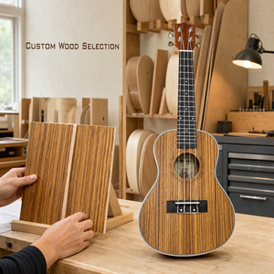 Ukulélé en bois de zèbre 21/23 pouces soprano concert 4 cordes en contreplaqué finition mate petite guitare hawaïenne vente en gros - Product Image 5