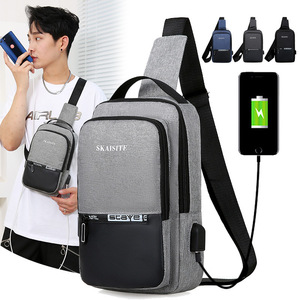 Sac <span class=keywords><strong>de</strong></span> poitrine en tissu imprimé <span class=keywords><strong>de</strong></span> luxe <span class=keywords><strong>de</strong></span> styliste, sacoche à une épaule avec Port Usb - Product Image 2