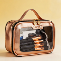 Étui à pinceaux de maquillage transparent imperméable à l'eau avec logo personnalisé, sac cosmétique en PVC durable et tendance