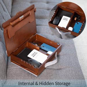 <span class=keywords><strong>Tablette</strong></span> de bureau compacte réglable en hauteur avec tapis de souris coulissant, compartiment de rangement interne, support pour poignet, bureau inclinable en bois pour ordinateur portable - Product Image 5
