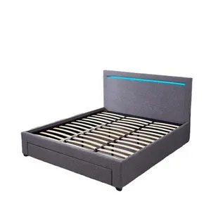 High technology modern Queen bed led atmosphere lamp bedside design Drawer bed storage bed can be customized