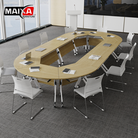 Nouvelle conception de table de réunion minimaliste en bois avec roulettes, table de formation pliable et amovible pour l'école et le bureau