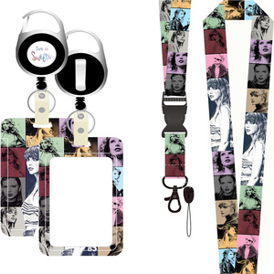In-stock tour concert retractable keychain with detachable lanyard, vertical ABS card <b>holder</b>, <b>ID</b> card buckle, gift. - Product Image 1