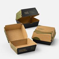 Boîte à hamburger en papier alimentaire jetable avec logo personnalisé pour la restauration rapide à emporter